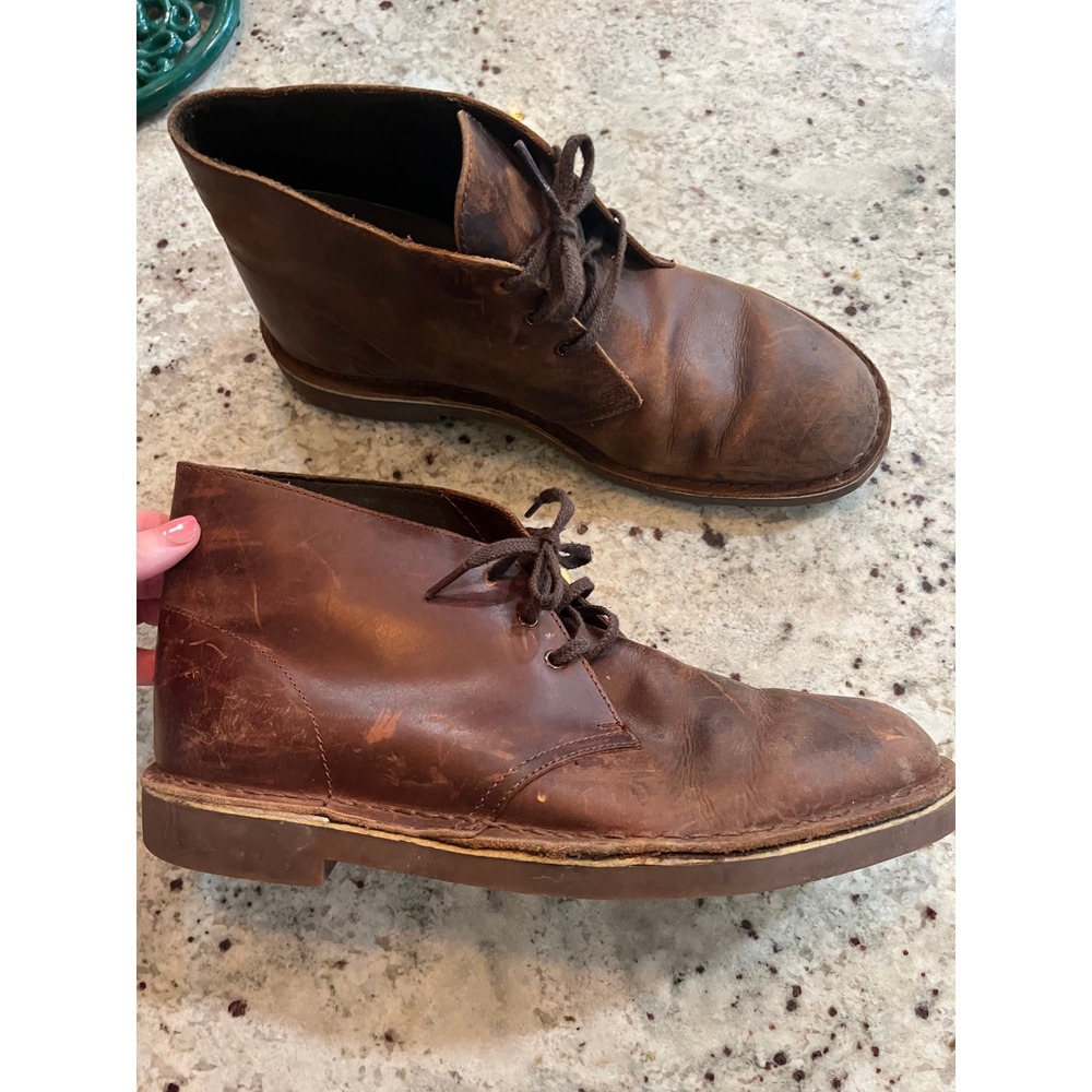 Clarks Mens Bushacre 2 Beeswax Brown Leather Chukka Boots 10M 26034135